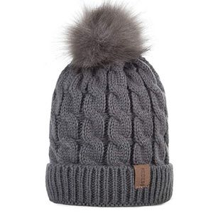 Redess Pom Cable Beanie Winter Hat Fleece Lined